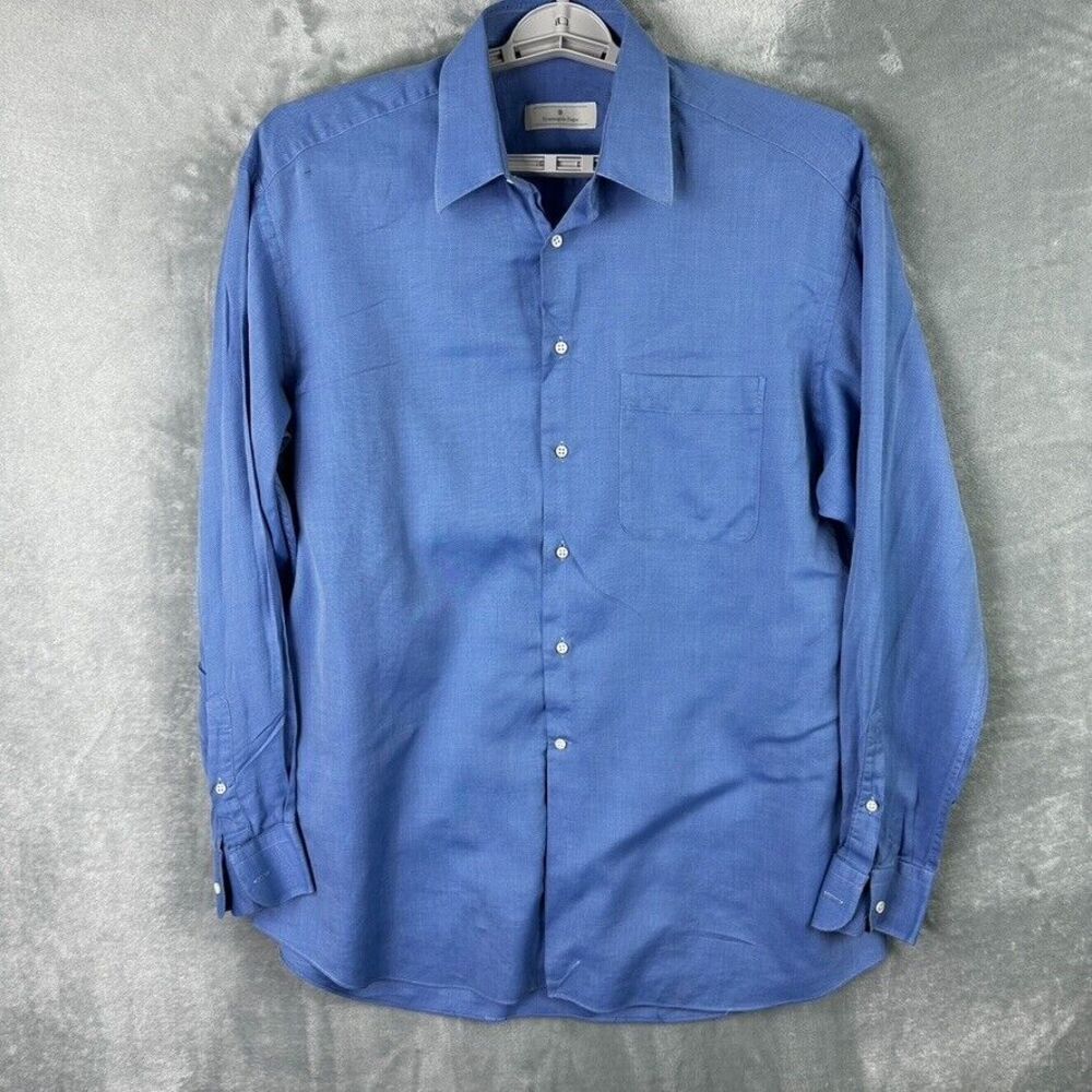 ermenegildo zegna shirt‎ mens blue button down long sleeve 43/17*